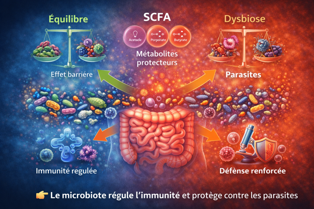 Le microbiote régule l’immunité et protège contre les parasites