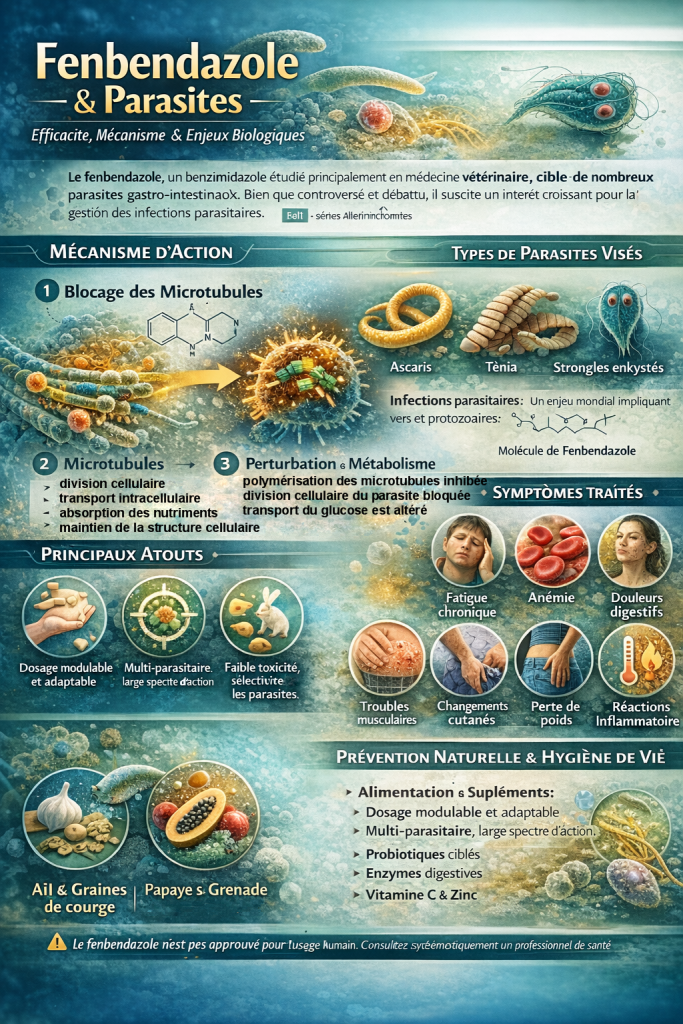 Fenbendazole parasite anti parasite mécanisme action
