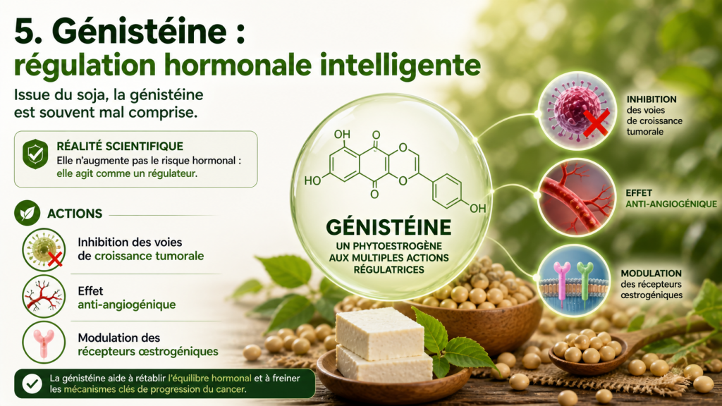 génistéine régulation hormonale anticancer